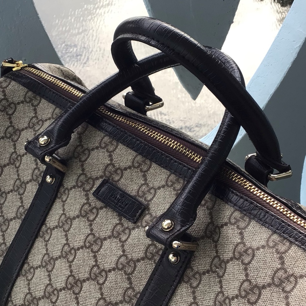 Authentic Gucci Monogram GG Plus Boston Top Zip Tote - Picture 9 of 16